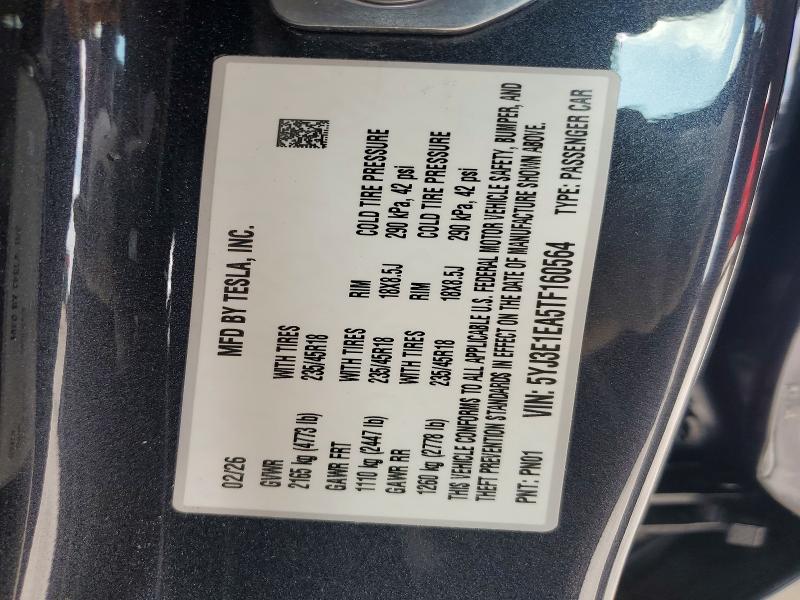 Aukcja sprzedaży 2026 Tesla Model 3, vin: 5YJ3E1EA5TF160564, numer aukcji: 57556006