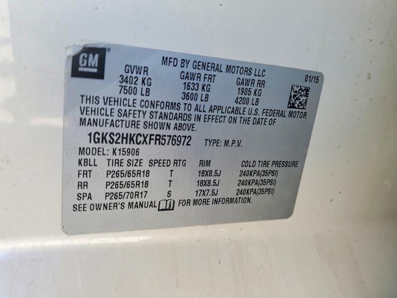 2015 Gmc Yukon Xl მანქანა იყიდება აუქციონზე, vin: 1GKS2HKCXFR576972, აუქციონის ნომერი: 55790796