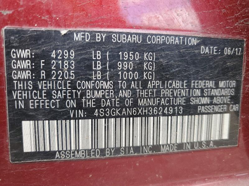 Aukcja sprzedaży 2017 Subaru Impreza, vin: 4S3GKAN6XH3624913, numer aukcji: 56174296