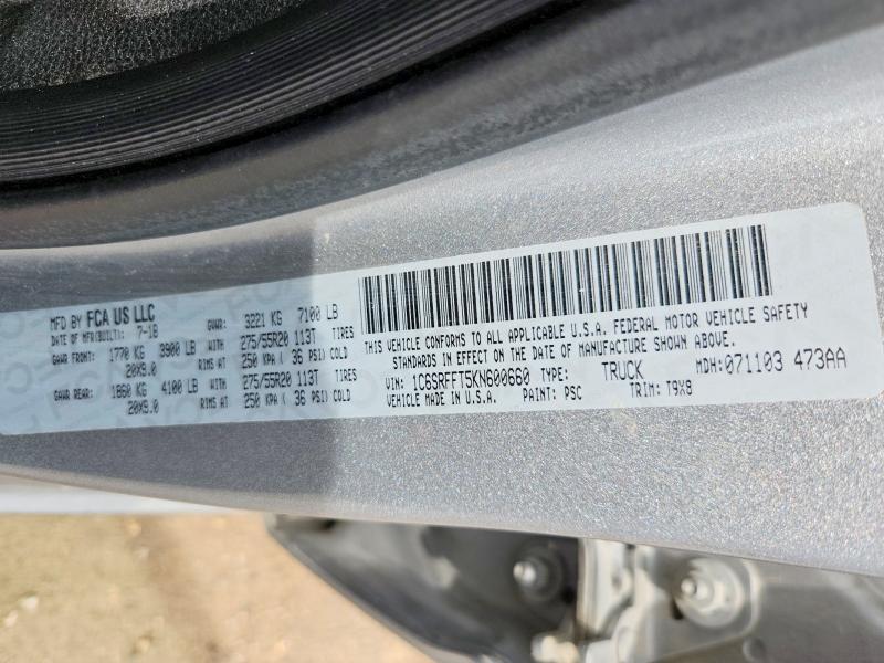 2019 Ram 1500 მანქანა იყიდება აუქციონზე, vin: 1C6SRFFT5KN600660, აუქციონის ნომერი: 58134356