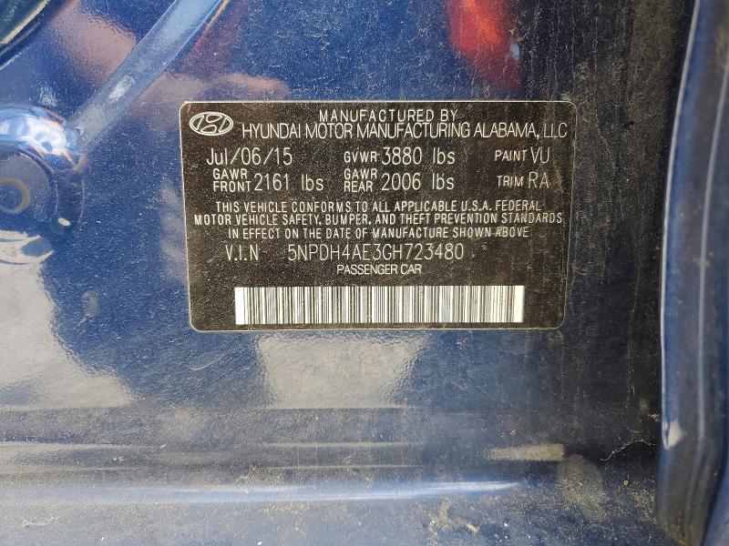 Продажа на аукционе авто 2016 Hyundai Elantra, vin: 5NPDH4AE3GH723480, номер лота: 56343656