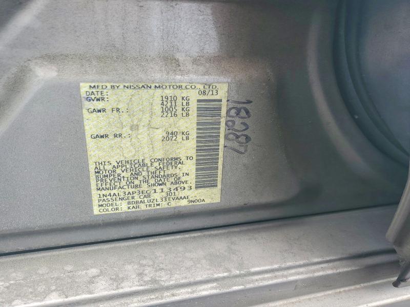2014 Nissan Altima მანქანა იყიდება აუქციონზე, vin: 1N4AL3AP3EC113493, აუქციონის ნომერი: 59181466