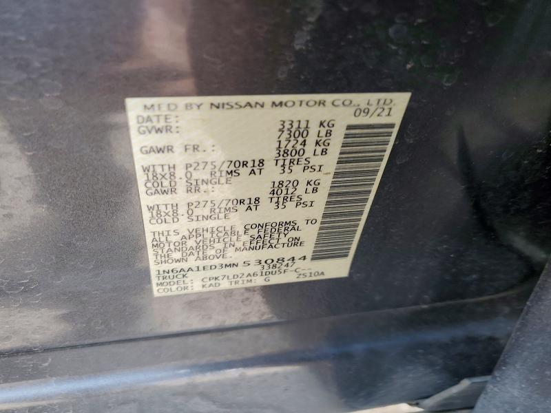 Продажа на аукционе авто 2021 Nissan Titan, vin: 1N6AA1ED3MN530844, номер лота: 56261006