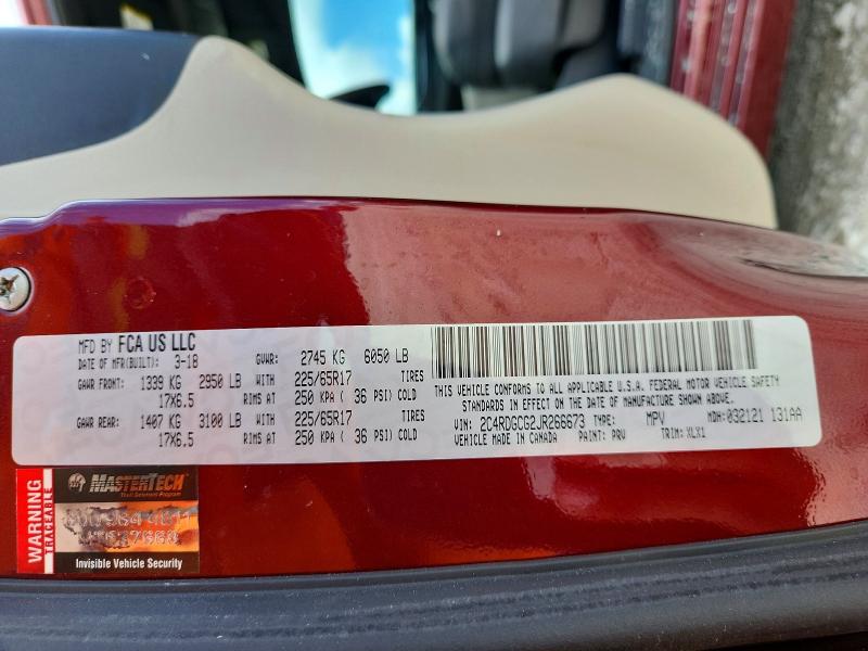 57712556 :رقم المزاد ، 2C4RDGCG2JR266673 vin ، 2018 Dodge Grand Caravan مزاد بيع
