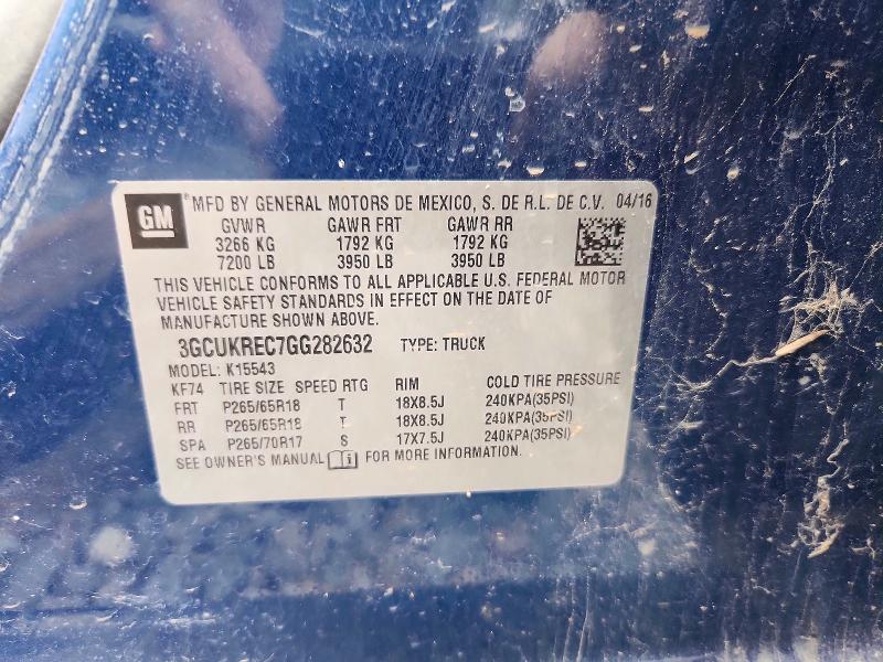 Продажа на аукционе авто 2016 Chevrolet Silverado, vin: 3GCUKREC7GG282632, номер лота: 57742776