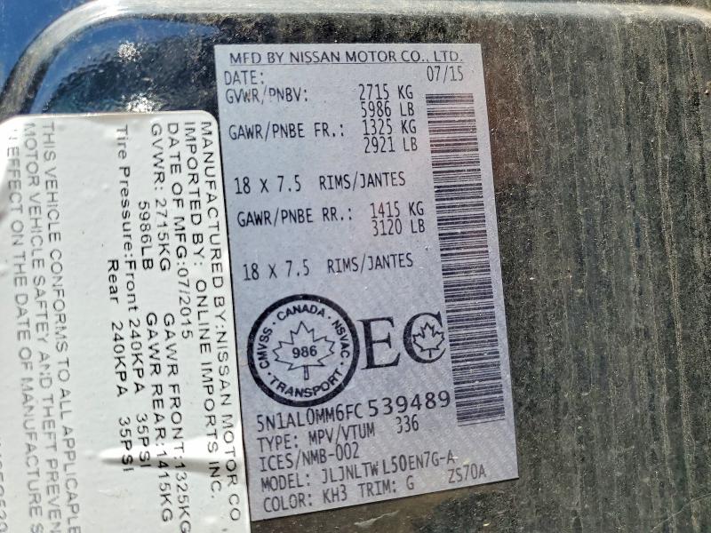 Продаж на аукціоні авто 2015 Infiniti Qx60, vin: 5N1AL0MM6FC539489, номер лоту: 56404196
