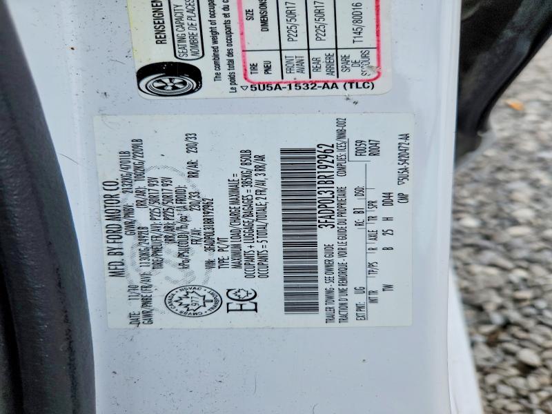 2011 Ford Fusion მანქანა იყიდება აუქციონზე, vin: 3FADP0L31BR192962, აუქციონის ნომერი: 57154696