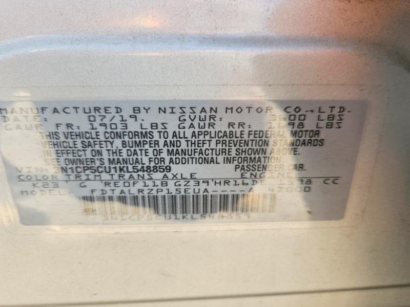 Продажа на аукционе авто 2019 Nissan Kicks, vin: 3N1CP5CU1KL548859, номер лота: 85604015