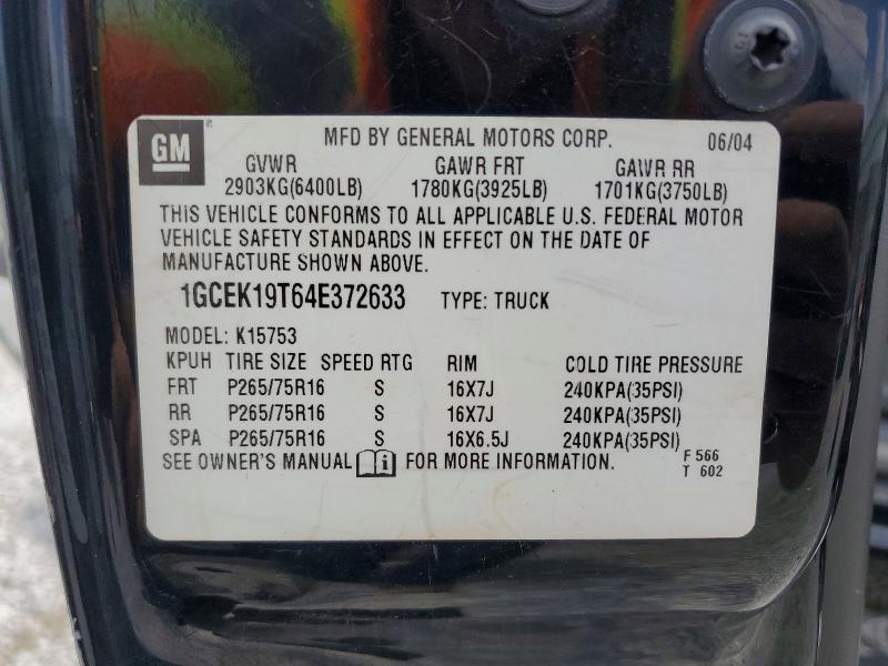 Продаж на аукціоні авто 2004 Chevrolet Silverado, vin: 1GCEK19T64E372633, номер лоту: 56809206