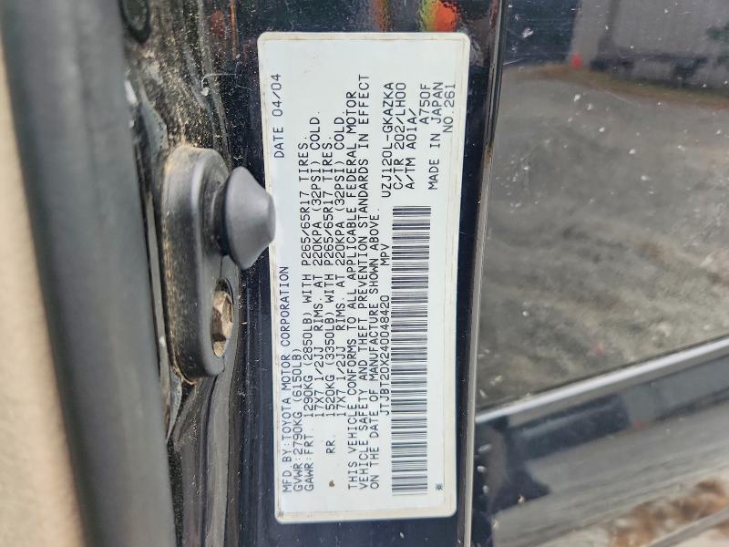 Aukcja sprzedaży 2004 Lexus Gx, vin: JTJBT20X240048420, numer aukcji: 57753786