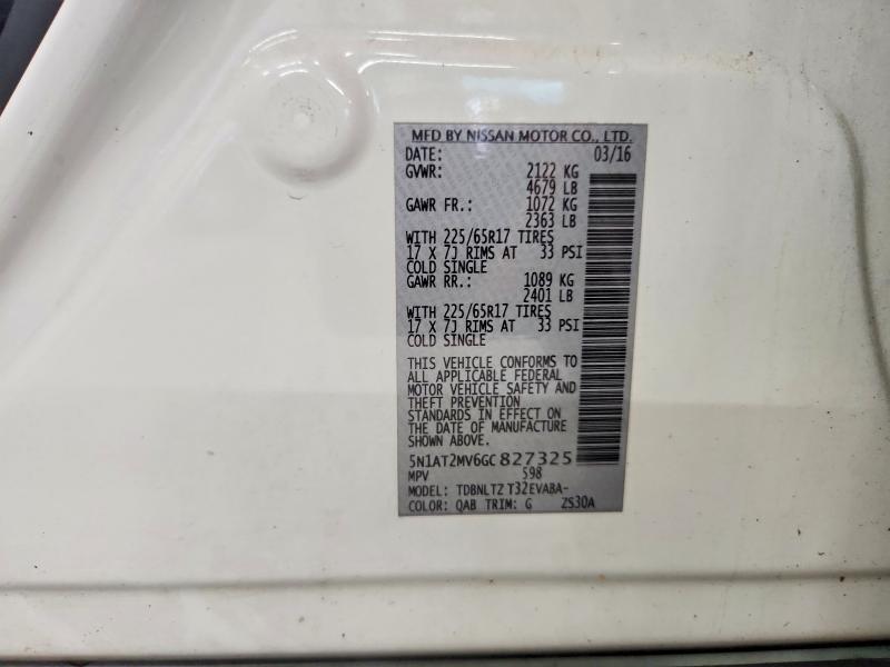 58404506 :رقم المزاد ، 5N1AT2MV6GC827325 vin ، 2016 Nissan Rogue مزاد بيع