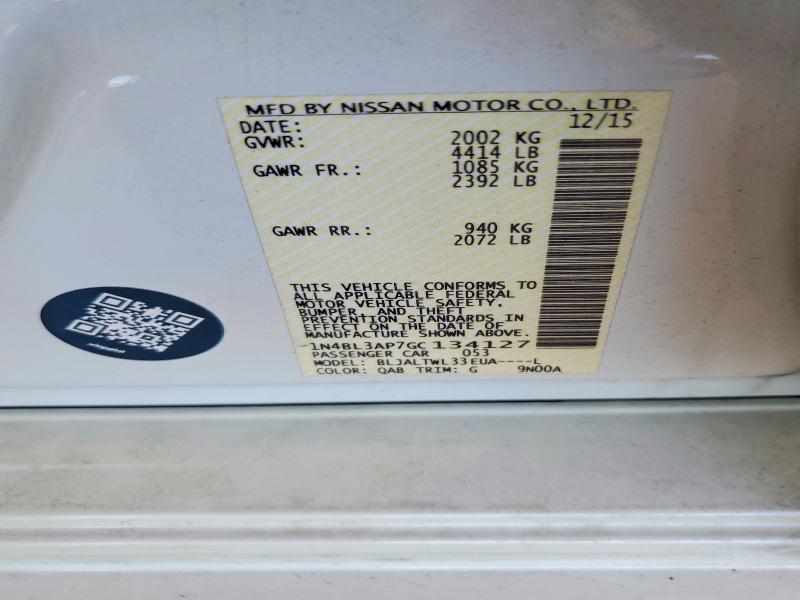 Продажа на аукционе авто 2016 Nissan Altima, vin: 1N4BL3AP7GC134127, номер лота: 58999386