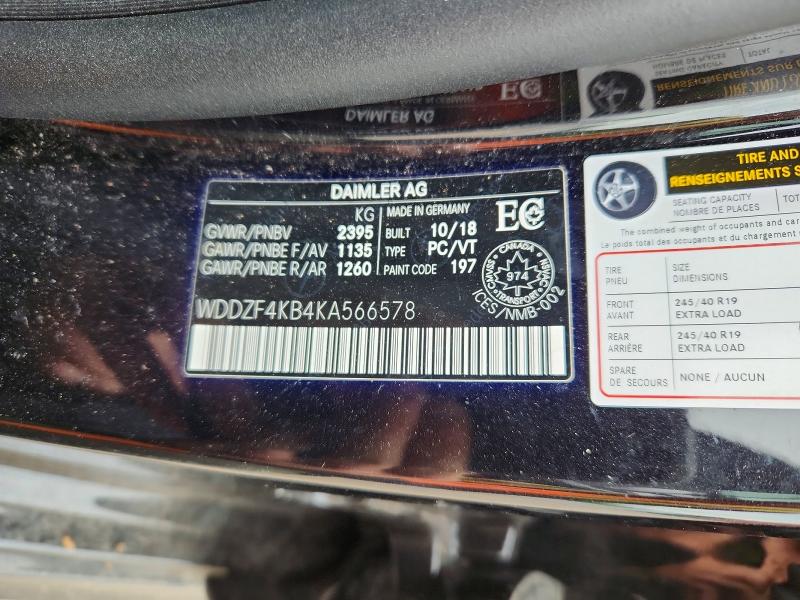 Продажа на аукционе авто 2019 Mercedes-benz E, vin: WDDZF4KB4KA566578, номер лота: 57875756