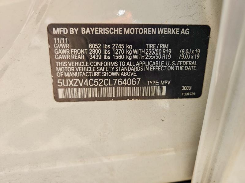 58484406 :رقم المزاد ، 5UXZV4C52CL764067 vin ، 2012 Bmw X5 مزاد بيع
