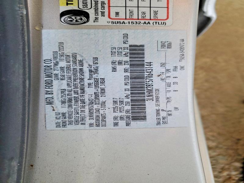 58006856 :رقم المزاد ، 3LNHM28T57R643144 vin ، 2007 Lincoln Mkz مزاد بيع