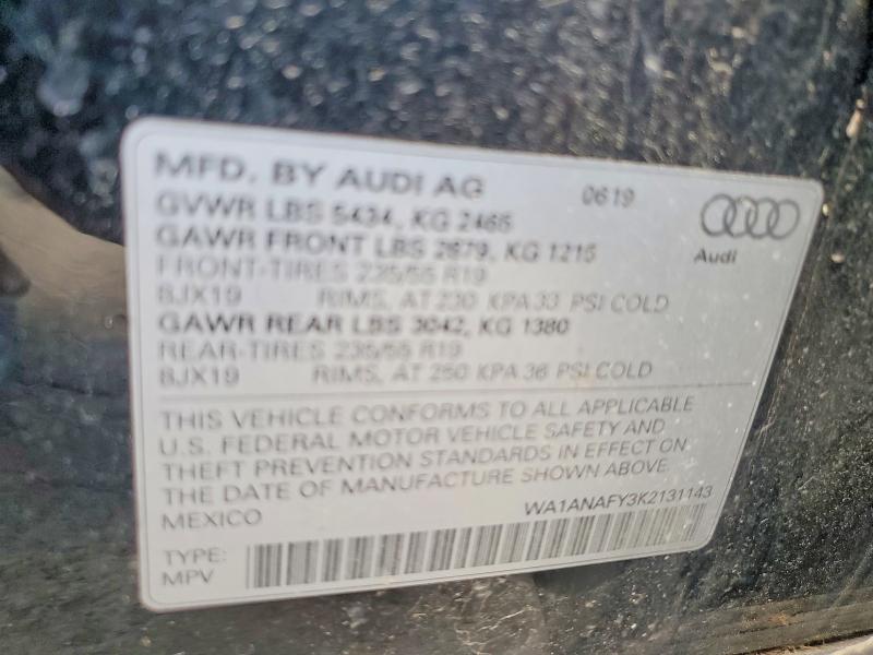 Продажа на аукционе авто 2019 Audi Q5, vin: WA1ANAFY3K2131143, номер лота: 57393726
