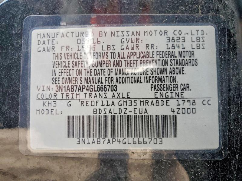 Продаж на аукціоні авто 2016 Nissan Sentra, vin: 3N1AB7AP4GL666703, номер лоту: 57692386