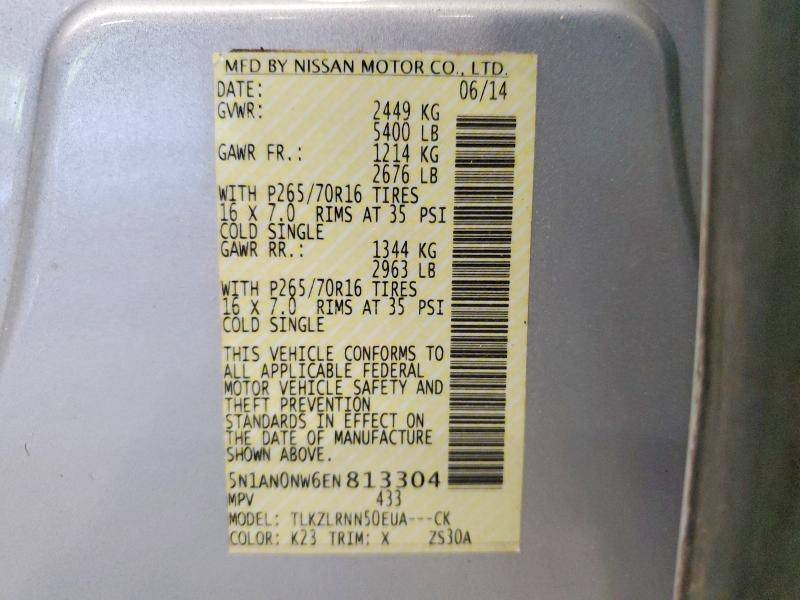 56287616 :رقم المزاد ، 5N1AN0NW6EN813304 vin ، 2014 Nissan Xterra مزاد بيع