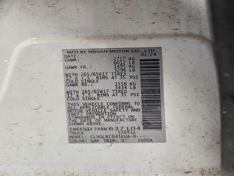 Aukcja sprzedaży 2024 Nissan Frontier, vin: 1N6ED1FJXRN637104, numer aukcji: 57315866