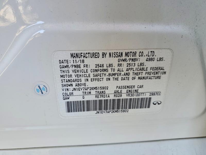 Auction sale of the 2019 Infiniti Q50, vin: JN1EV7AP2KM515902, lot number: 58787266