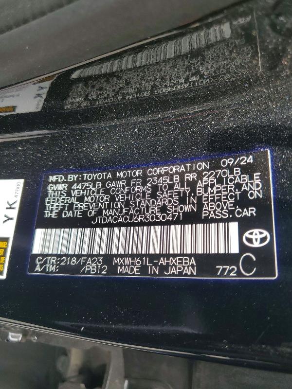 2024 Toyota Prius Prime მანქანა იყიდება აუქციონზე, vin: JTDACACU6R3030471, აუქციონის ნომერი: 59168626