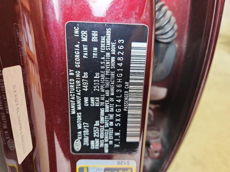 58448676 :رقم المزاد ، 5XXGT4L36HG148263 vin ، 2017 Kia Optima مزاد بيع