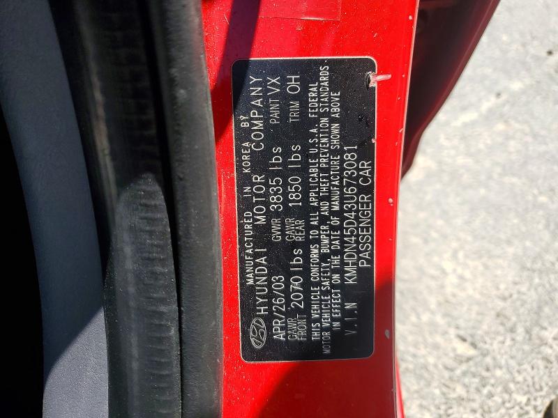Aukcja sprzedaży 2003 Hyundai Elantra, vin: KMHDN45D43U673081, numer aukcji: 56971236