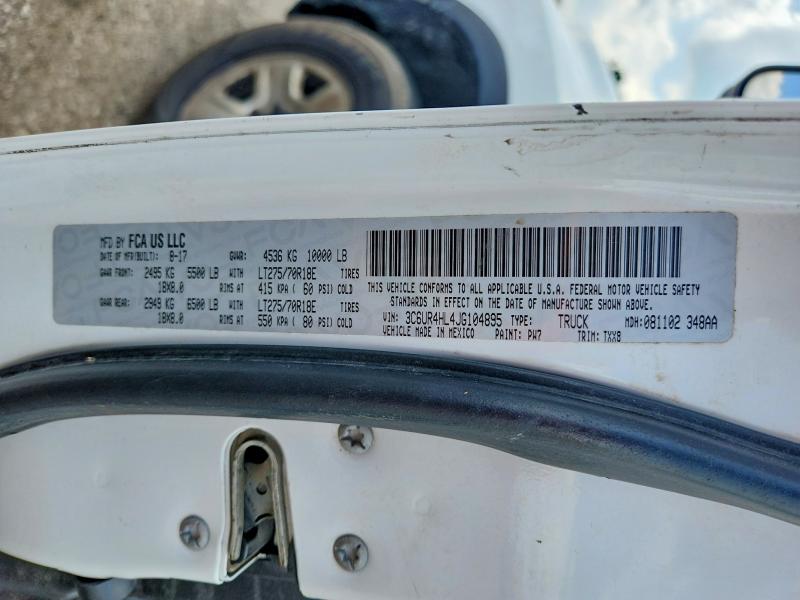 2018 Ram 2500 მანქანა იყიდება აუქციონზე, vin: 3C6UR4HL4JG104895, აუქციონის ნომერი: 85981905