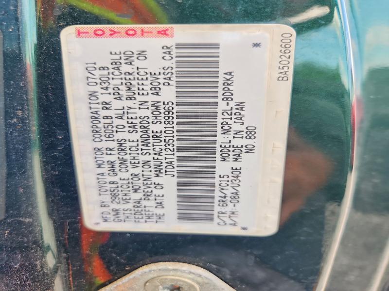 Продажа на аукционе авто 2001 Toyota Echo, vin: JTDAT123510189965, номер лота: 57700856
