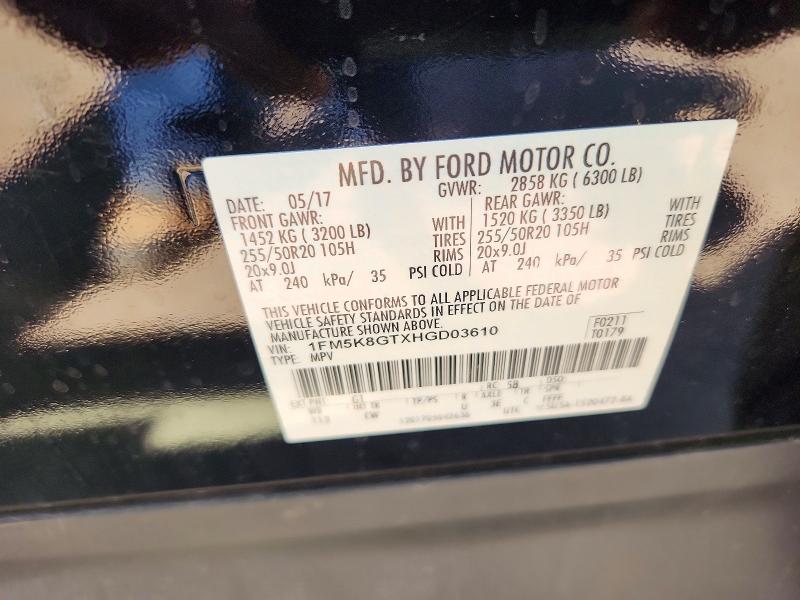 Aukcja sprzedaży 2017 Ford Explorer, vin: 1FM5K8GTXHGD03610, numer aukcji: 55326226