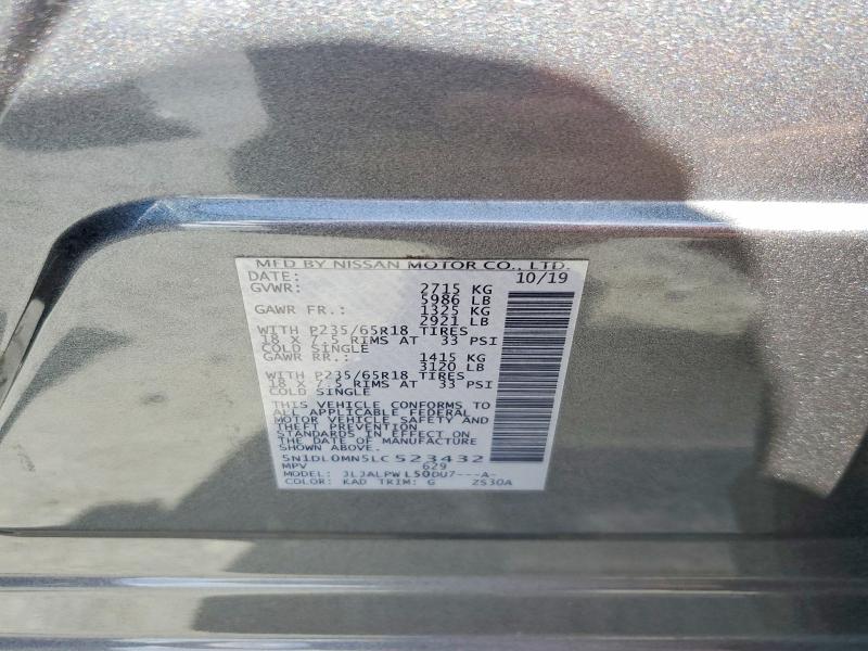 2020 Infiniti Qx60 მანქანა იყიდება აუქციონზე, vin: 5N1DL0MN5LC523432, აუქციონის ნომერი: 56776196