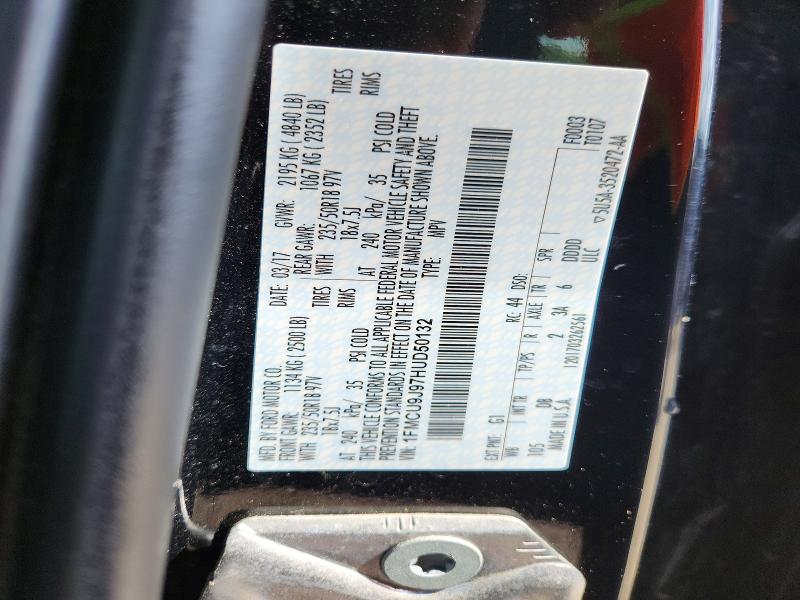 58493616 :رقم المزاد ، 1FMCU9J97HUD50132 vin ، 2017 Ford Escape مزاد بيع