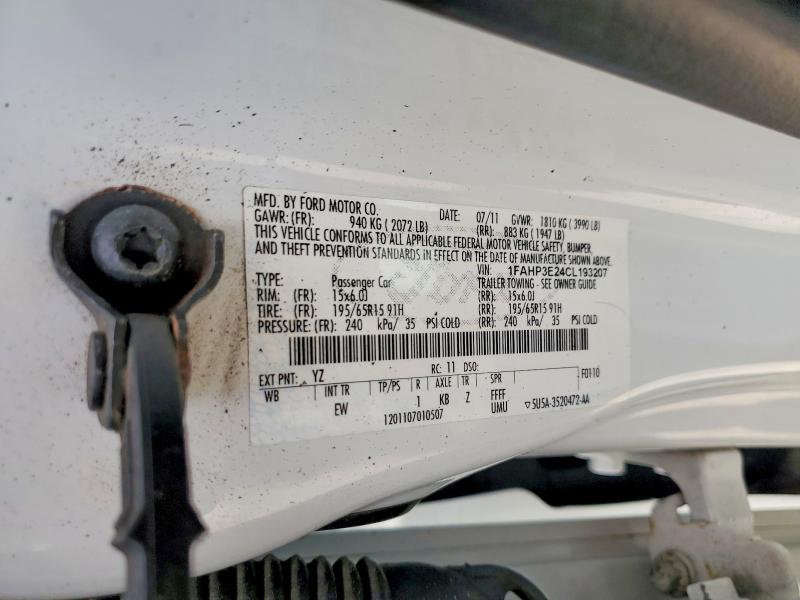 2012 Ford Focus მანქანა იყიდება აუქციონზე, vin: 1FAHP3E24CL193207, აუქციონის ნომერი: 57345186