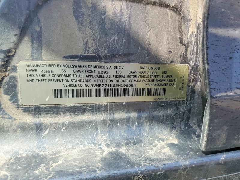 Продаж на аукціоні авто 2008 Volkswagen Jetta, vin: 3VWRZ71K68M196084, номер лоту: 56439626