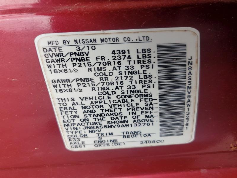 Продажа на аукционе авто 2010 Nissan Rogue, vin: JN8AS5MV9AW132761, номер лота: 59064656