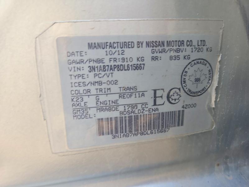 57224336 :رقم المزاد ، 3N1AB7AP8DL615667 vin ، 2013 Nissan Sentra مزاد بيع