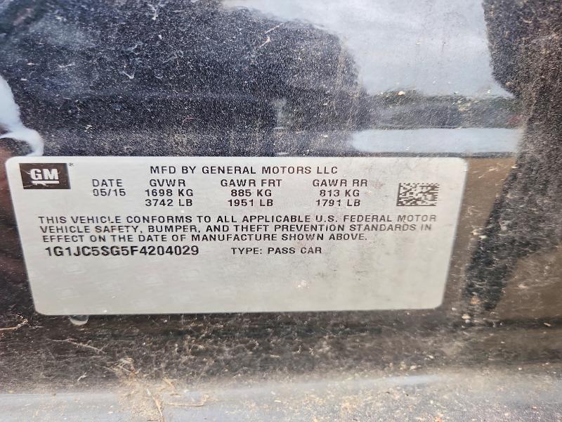 Aukcja sprzedaży 2015 Chevrolet Sonic, vin: 1G1JC5SG5F4204029, numer aukcji: 56327946