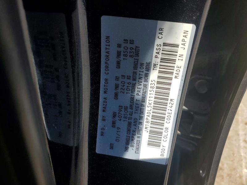 Auction sale of the 2019 Mazda 3, vin: JM1BPADL5K1115835, lot number: 55986166