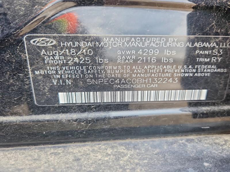57679686 :رقم المزاد ، 5NPEC4AC0BH132243 vin ، 2011 Hyundai Sonata مزاد بيع