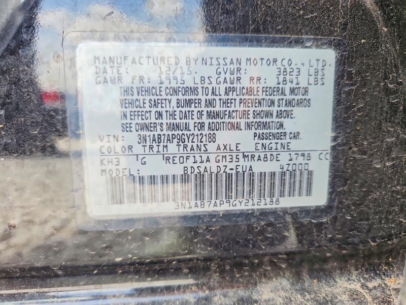 74516015 :رقم المزاد ، 3N1AB7AP9GY212188 vin ، 2016 Nissan Sentra مزاد بيع