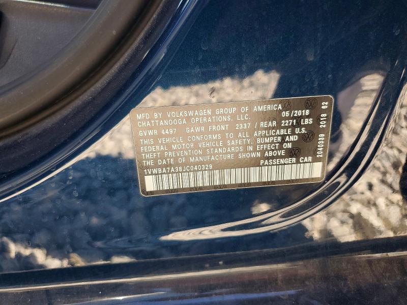 Продажа на аукционе авто 2018 Volkswagen Passat, vin: 1VWBA7A38JC040329, номер лота: 58958976