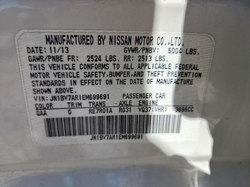 Продажа на аукционе авто 2014 Infiniti Q50, vin: JN1BV7AR1EM699691, номер лота: 55930956