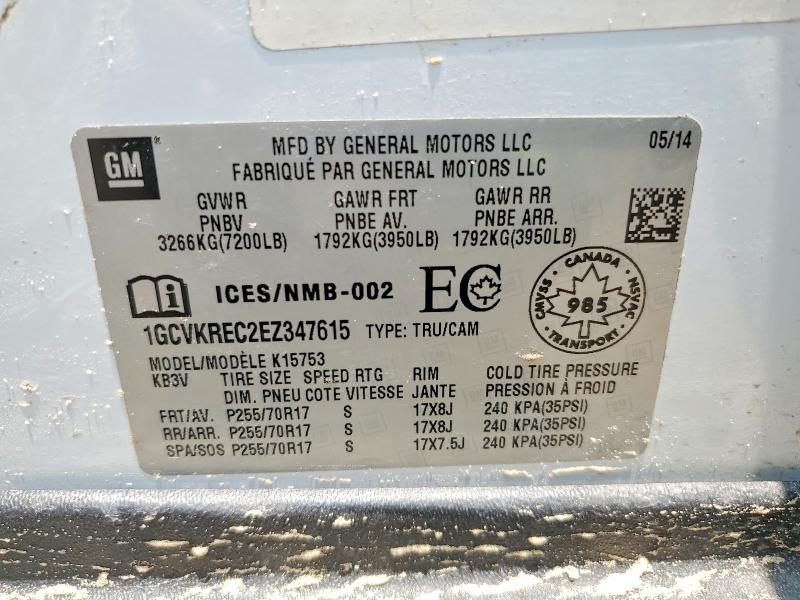 Aukcja sprzedaży 2014 Chevrolet Silverado, vin: 1GCVKREC2EZ347615, numer aukcji: 58771516