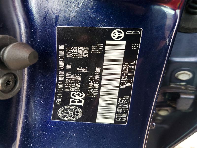 59029446 :رقم المزاد ، 5YFB4RBE7LP047806 vin ، 2020 Toyota Corolla مزاد بيع