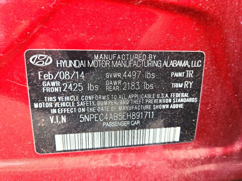 Продажа на аукционе авто 2014 Hyundai Sonata, vin: 5NPEC4AB5EH891711, номер лота: 57655676