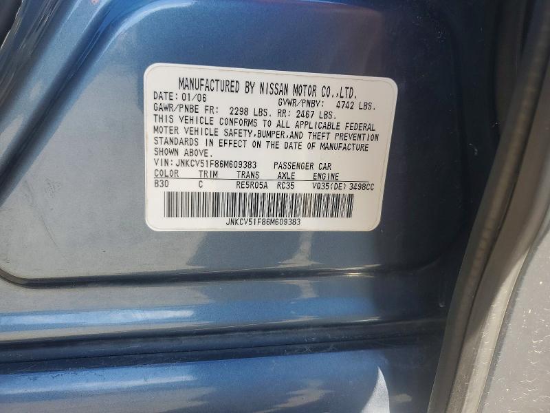 Auction sale of the 2006 Infiniti G35, vin: JNKCV51F86M609383, lot number: 57543266