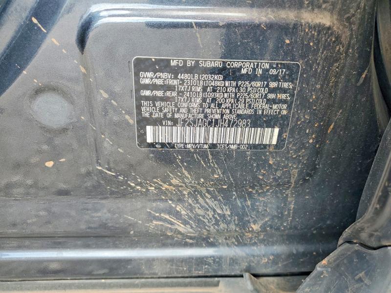 59156126 :رقم المزاد ، JF2SJAGC1JH472983 vin ، 2018 Subaru Forester مزاد بيع