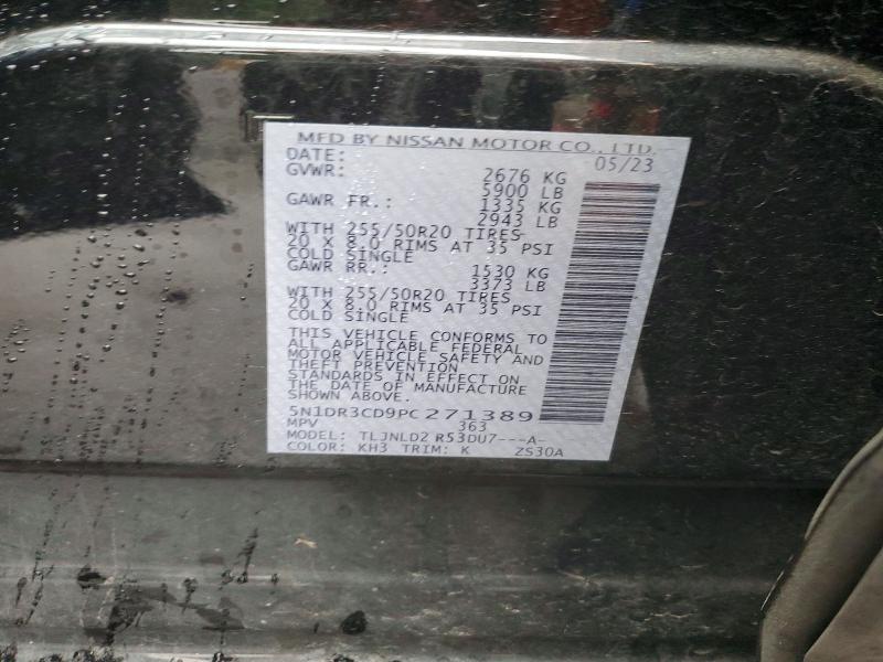 2023 Nissan Pathfinder მანქანა იყიდება აუქციონზე, vin: 5N1DR3CD9PC271389, აუქციონის ნომერი: 57972286