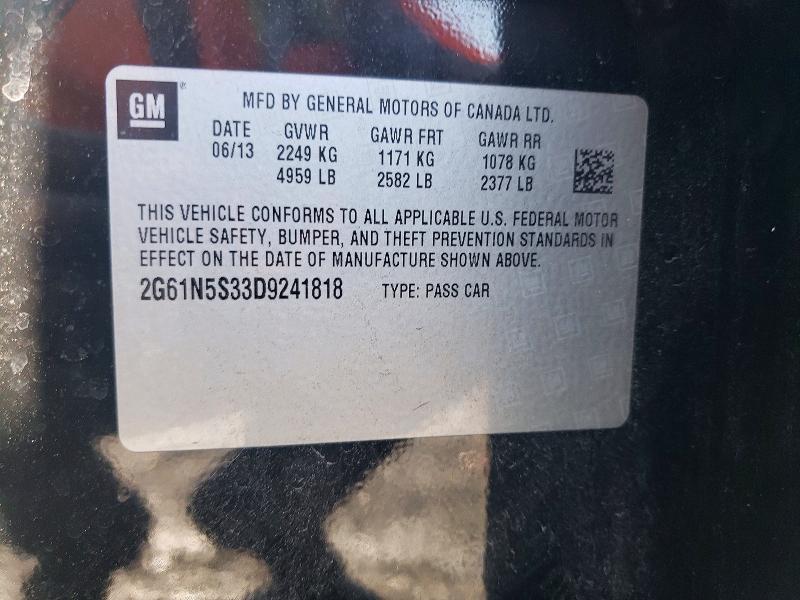 58537956 :رقم المزاد ، 2G61N5S33D9241818 vin ، 2013 Cadillac Xts مزاد بيع