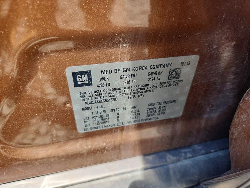 56073866 :رقم المزاد ، KL4CJASBXGB542200 vin ، 2016 Buick Encore مزاد بيع